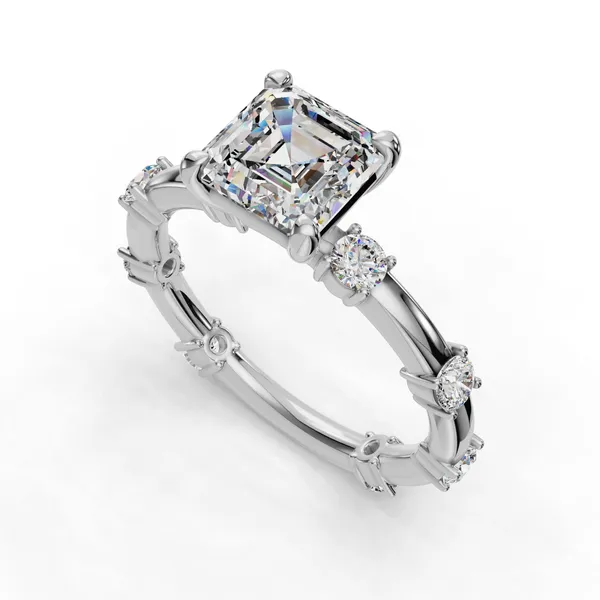 Platinum Asscher Engagement Ring Setting SVS Fine Jewelry Oceanside, NY