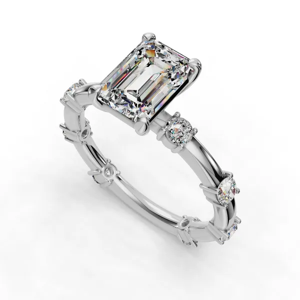 Platinum Emerald Engagement Ring Setting SVS Fine Jewelry Oceanside, NY