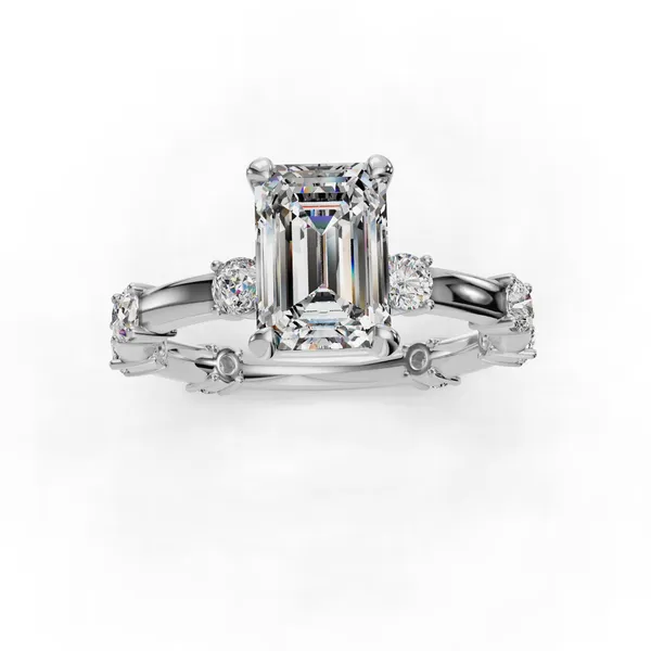 Platinum Emerald Engagement Ring Setting Image 3 SVS Fine Jewelry Oceanside, NY