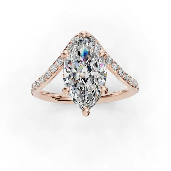 14K Rose Gold Marquise Engagement Ring Setting Image 4 SVS Fine Jewelry Oceanside, NY