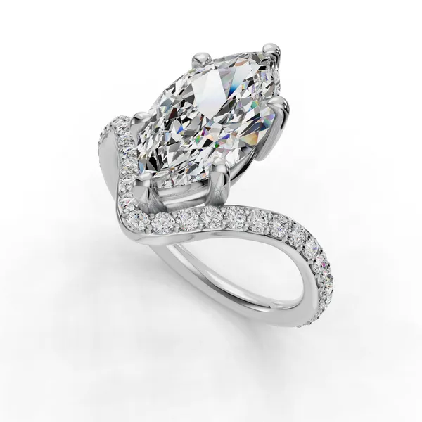 14K White Gold Marquise Engagement Ring Setting SVS Fine Jewelry Oceanside, NY
