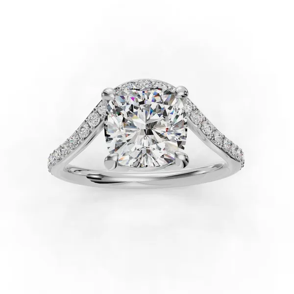 14K White Gold Cushion Engagement Ring Setting Image 4 SVS Fine Jewelry Oceanside, NY
