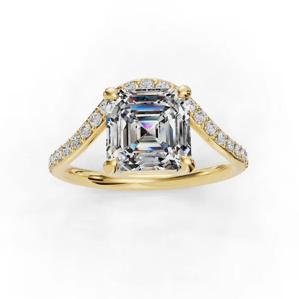 14K Yellow Gold Asscher Engagement Ring Setting Image 4 SVS Fine Jewelry Oceanside, NY