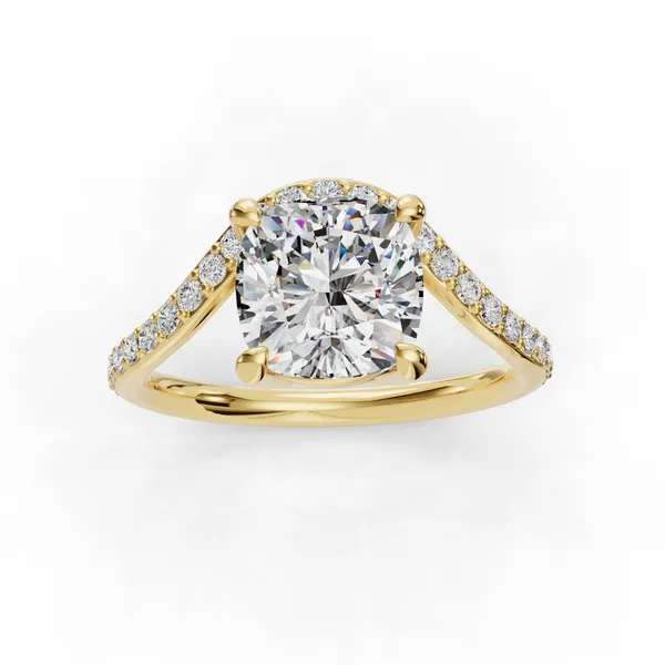 14K Yellow Gold Cushion Engagement Ring Setting Image 4 SVS Fine Jewelry Oceanside, NY