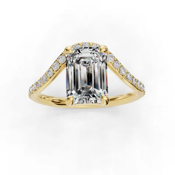 14K Yellow Gold Emerald Engagement Ring Setting Image 4 SVS Fine Jewelry Oceanside, NY