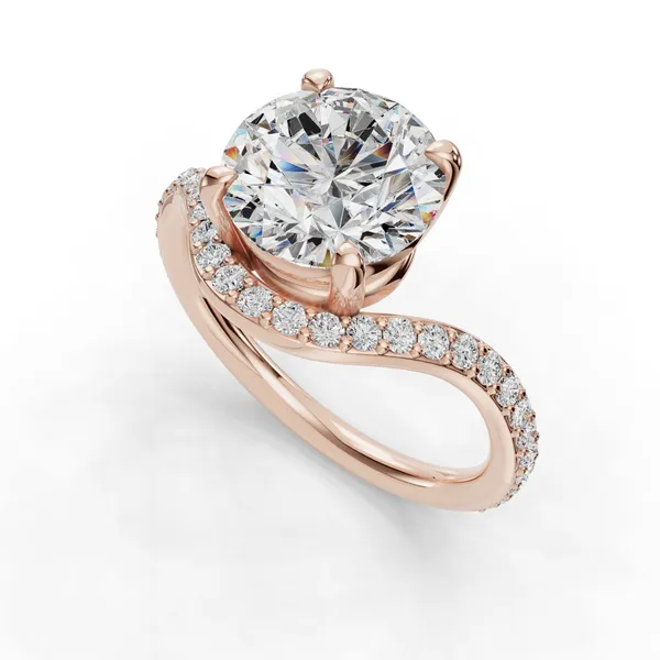 18K Rose Gold Round Engagement Ring Setting SVS Fine Jewelry Oceanside, NY