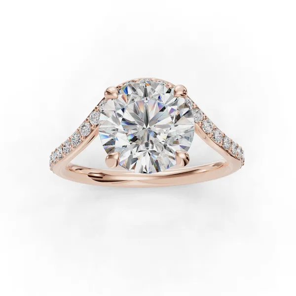 18K Rose Gold Round Engagement Ring Setting Image 4 SVS Fine Jewelry Oceanside, NY