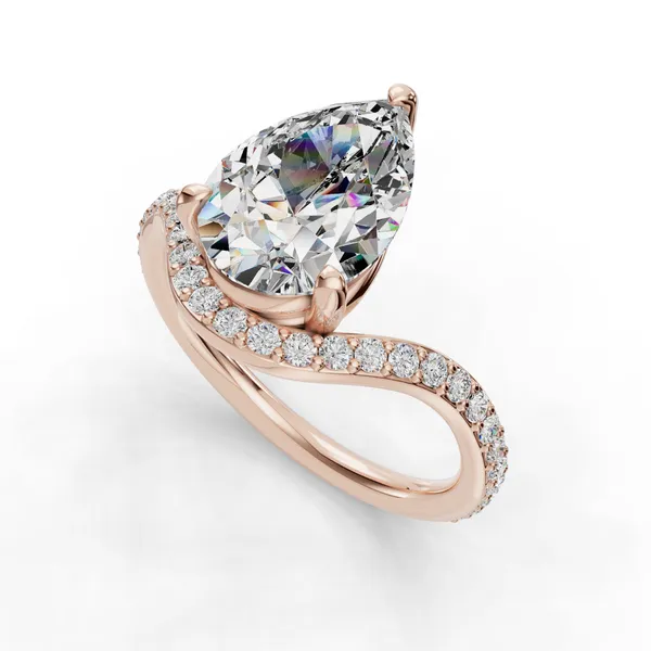18K Rose Gold Pear Engagement Ring Setting SVS Fine Jewelry Oceanside, NY