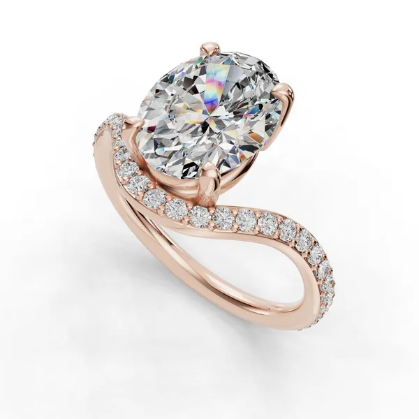 18K Rose Gold Oval Engagement Ring Setting SVS Fine Jewelry Oceanside, NY