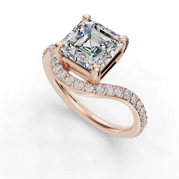 18K Rose Gold Asscher Engagement Ring Setting SVS Fine Jewelry Oceanside, NY