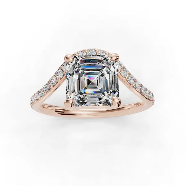 18K Rose Gold Asscher Engagement Ring Setting Image 4 SVS Fine Jewelry Oceanside, NY
