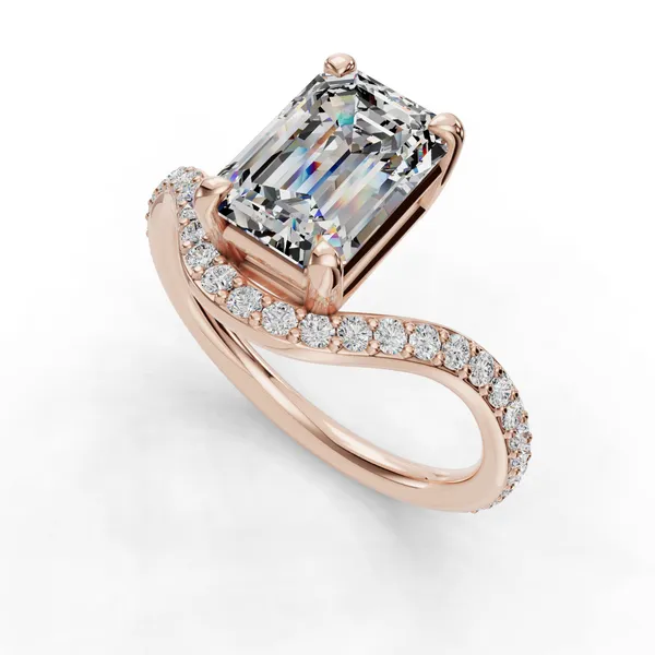 18K Rose Gold Emerald Engagement Ring Setting SVS Fine Jewelry Oceanside, NY