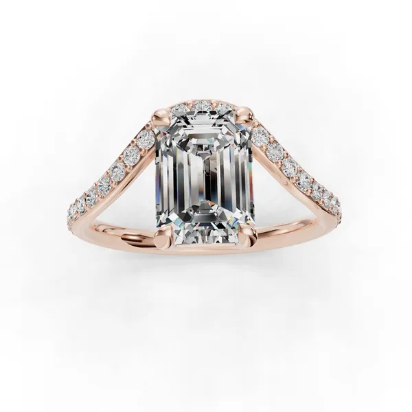 18K Rose Gold Emerald Engagement Ring Setting Image 4 SVS Fine Jewelry Oceanside, NY