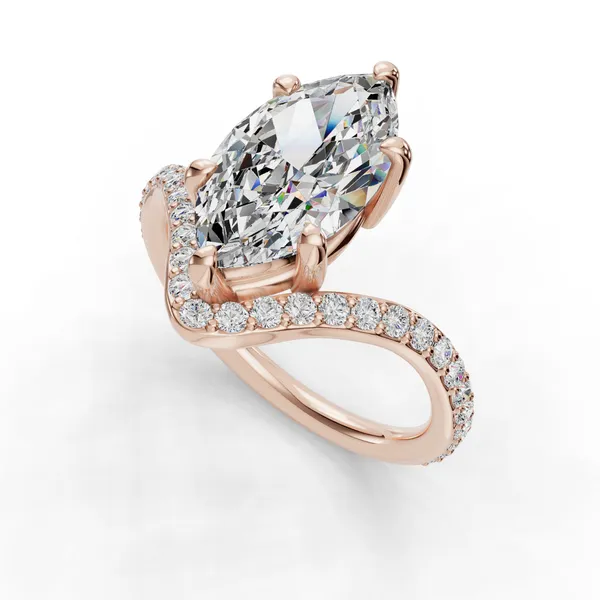 18K Rose Gold Marquise Engagement Ring Setting SVS Fine Jewelry Oceanside, NY