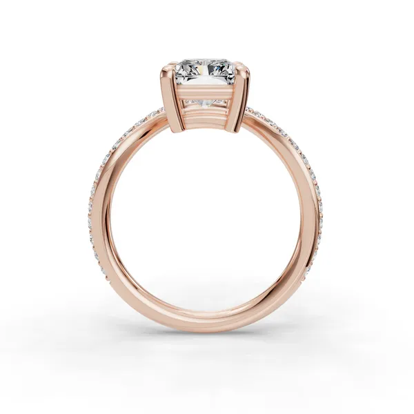 18K Rose Gold Radiant Engagement Ring Setting Image 2 SVS Fine Jewelry Oceanside, NY