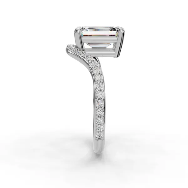 18K White Gold Emerald Engagement Ring Setting Image 3 SVS Fine Jewelry Oceanside, NY