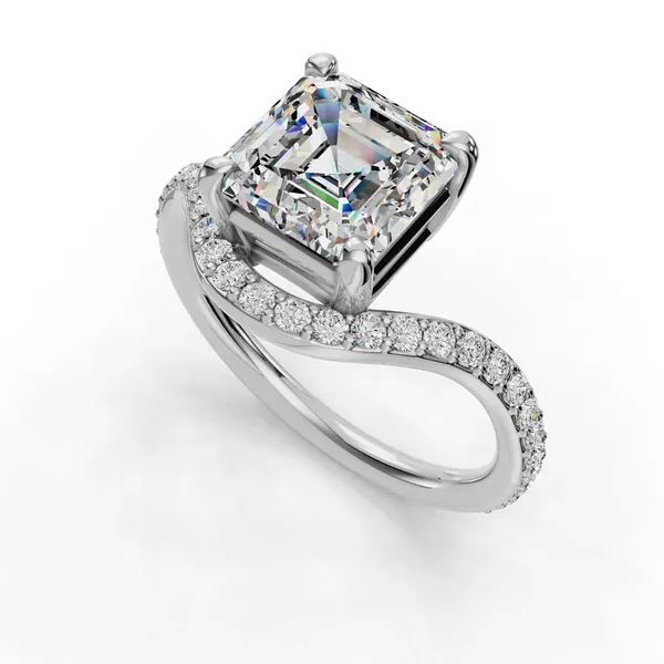 18K White Gold Asscher Engagement Ring Setting SVS Fine Jewelry Oceanside, NY