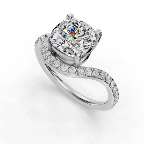 18K White Gold Cushion Engagement Ring Setting SVS Fine Jewelry Oceanside, NY