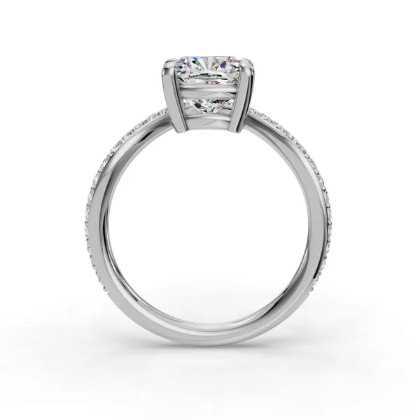 18K White Gold Cushion Engagement Ring Setting Image 2 SVS Fine Jewelry Oceanside, NY