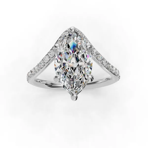 18K White Gold Marquise Engagement Ring Setting Image 4 SVS Fine Jewelry Oceanside, NY