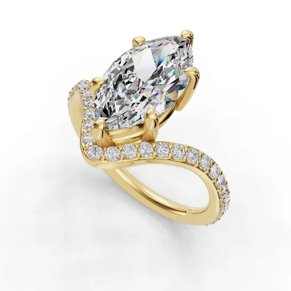 18K Yellow Gold Marquise Engagement Ring Setting SVS Fine Jewelry Oceanside, NY