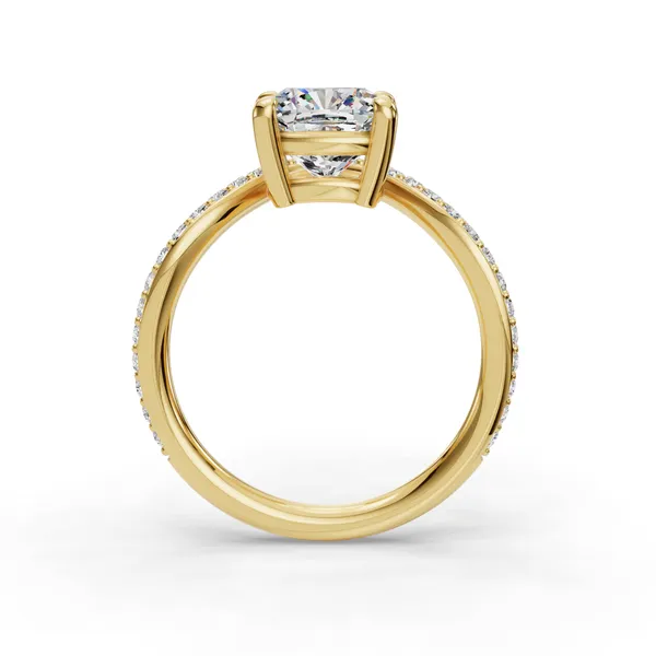 18K Yellow Gold Cushion Engagement Ring Setting Image 2 SVS Fine Jewelry Oceanside, NY