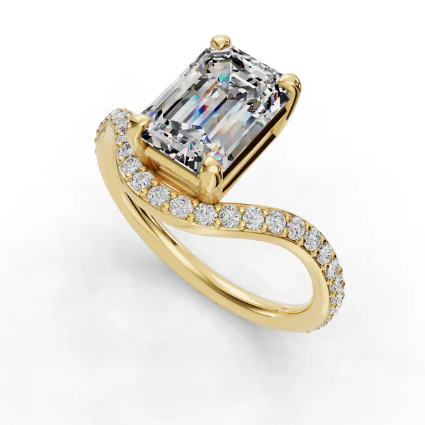 18K Yellow Gold Emerald Engagement Ring Setting SVS Fine Jewelry Oceanside, NY