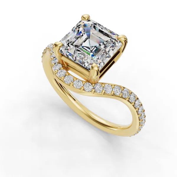 18K Yellow Gold Asscher Engagement Ring Setting SVS Fine Jewelry Oceanside, NY