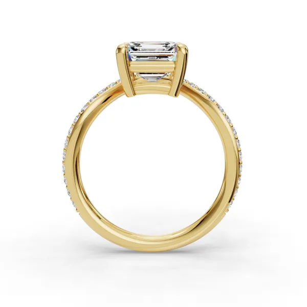 18K Yellow Gold Asscher Engagement Ring Setting Image 2 SVS Fine Jewelry Oceanside, NY