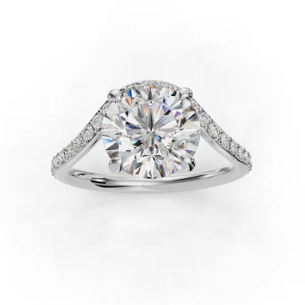 Platinum Round Engagement Ring Setting Image 4 SVS Fine Jewelry Oceanside, NY