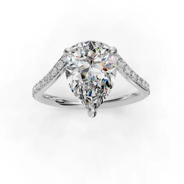 Platinum Pear Engagement Ring Setting Image 4 SVS Fine Jewelry Oceanside, NY