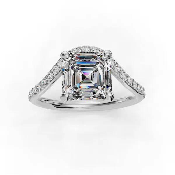Platinum Asscher Engagement Ring Setting Image 4 SVS Fine Jewelry Oceanside, NY