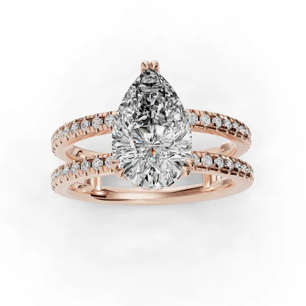 14K Rose Gold Pear Engagement Ring Setting Image 4 SVS Fine Jewelry Oceanside, NY