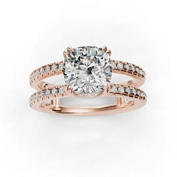 14K Rose Gold Cushion Engagement Ring Setting Image 4 SVS Fine Jewelry Oceanside, NY