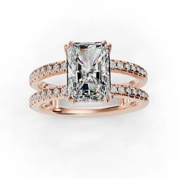 14K Rose Gold Radiant Engagement Ring Setting Image 4 SVS Fine Jewelry Oceanside, NY