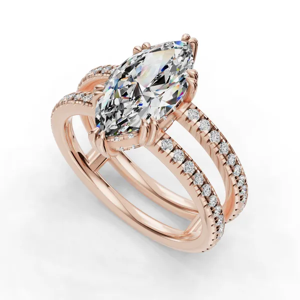 14K Rose Gold Marquise Engagement Ring Setting SVS Fine Jewelry Oceanside, NY