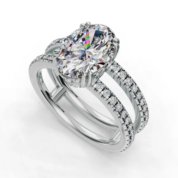 14K White Gold Oval Engagement Ring Setting SVS Fine Jewelry Oceanside, NY