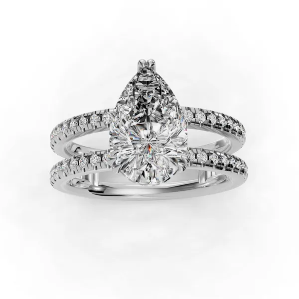 14K White Gold Pear Engagement Ring Setting Image 4 SVS Fine Jewelry Oceanside, NY