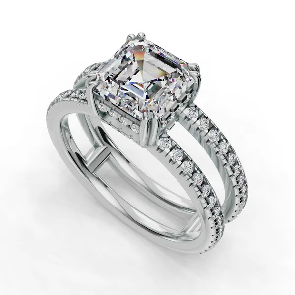 14K White Gold Asscher Engagement Ring Setting SVS Fine Jewelry Oceanside, NY