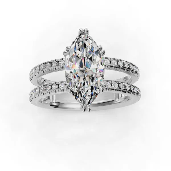 14K White Gold Marquise Engagement Ring Setting Image 4 SVS Fine Jewelry Oceanside, NY