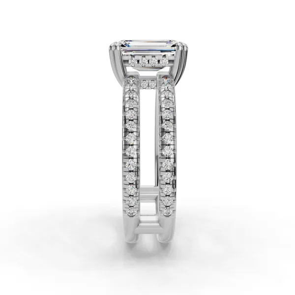 14K White Gold Emerald Engagement Ring Setting Image 3 SVS Fine Jewelry Oceanside, NY