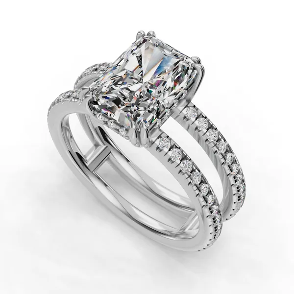 14K White Gold Radiant Engagement Ring Setting SVS Fine Jewelry Oceanside, NY