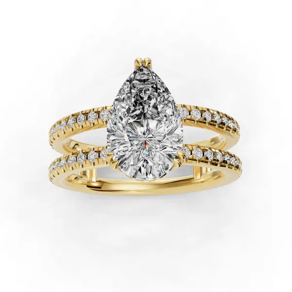 14K Yellow Gold Pear Engagement Ring Setting Image 4 SVS Fine Jewelry Oceanside, NY
