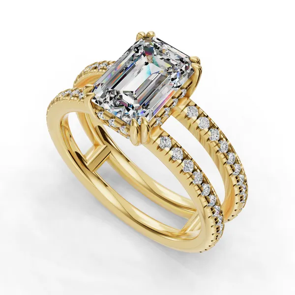 14K Yellow Gold Emerald Engagement Ring Setting SVS Fine Jewelry Oceanside, NY