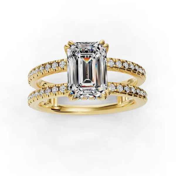 14K Yellow Gold Emerald Engagement Ring Setting Image 4 SVS Fine Jewelry Oceanside, NY