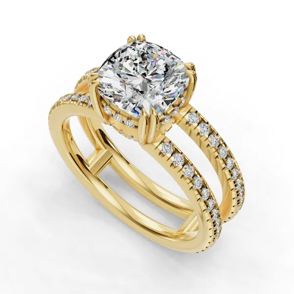 14K Yellow Gold Cushion Engagement Ring Setting SVS Fine Jewelry Oceanside, NY