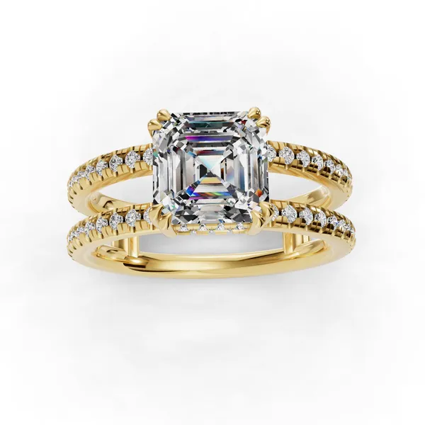 14K Yellow Gold Asscher Engagement Ring Setting Image 4 SVS Fine Jewelry Oceanside, NY