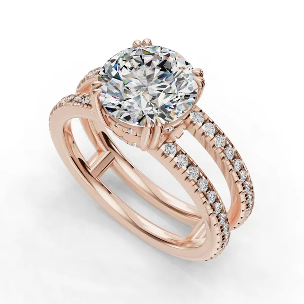18K Rose Gold Round Engagement Ring Setting SVS Fine Jewelry Oceanside, NY