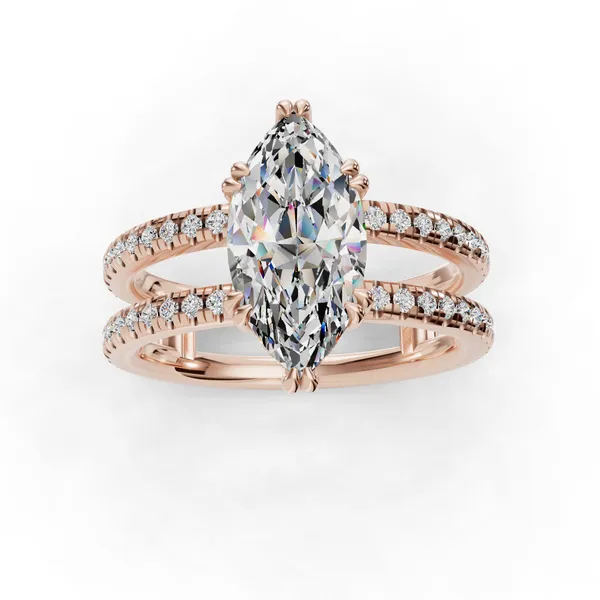 18K Rose Gold Marquise Engagement Ring Setting Image 4 SVS Fine Jewelry Oceanside, NY