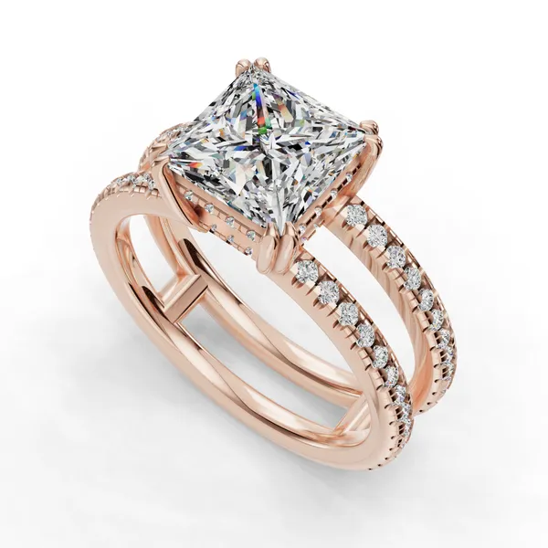 18K Rose Gold Princess Engagement Ring Setting SVS Fine Jewelry Oceanside, NY